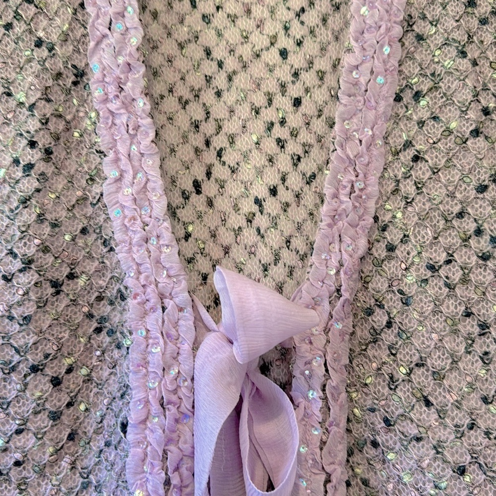 SIGRID OLSEN WOOL CARDIGAN sweater with front ties light knit - Picture 4 of 4